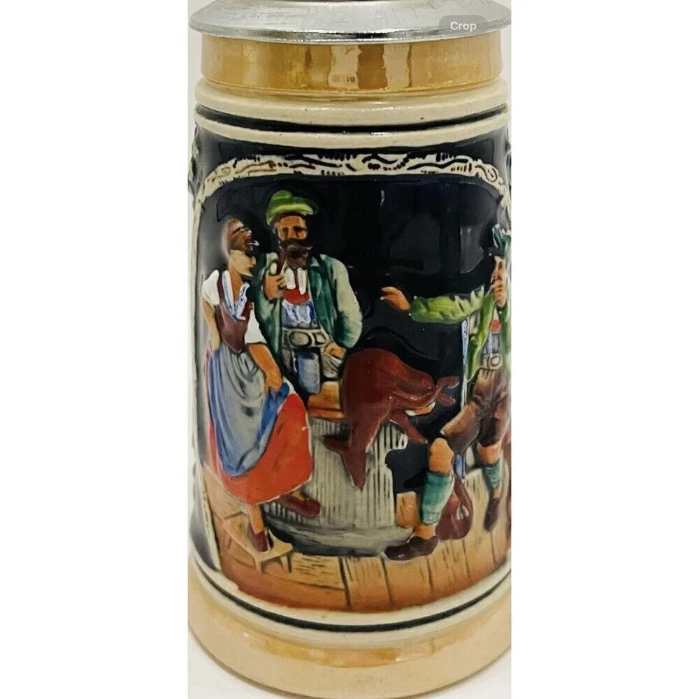 Thewalt Beer Stein Deer Hunter Pewter Lid West Germany Ich Jag Den Hirsch 7”